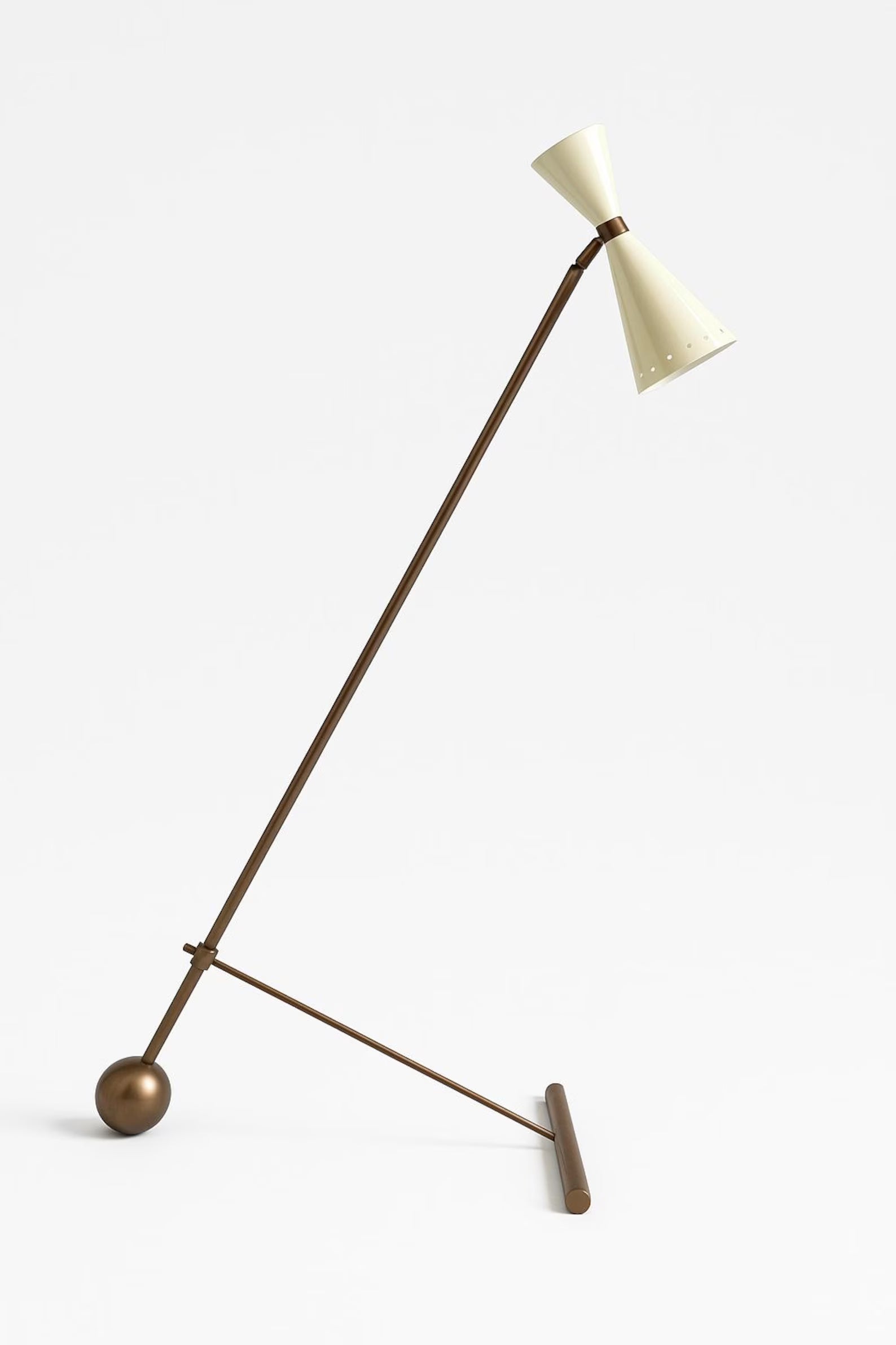 Italian Design Floor Lamp Brass Diabolo 1950 Mid-century Modern Stilnovo Style Home Decor Lighting