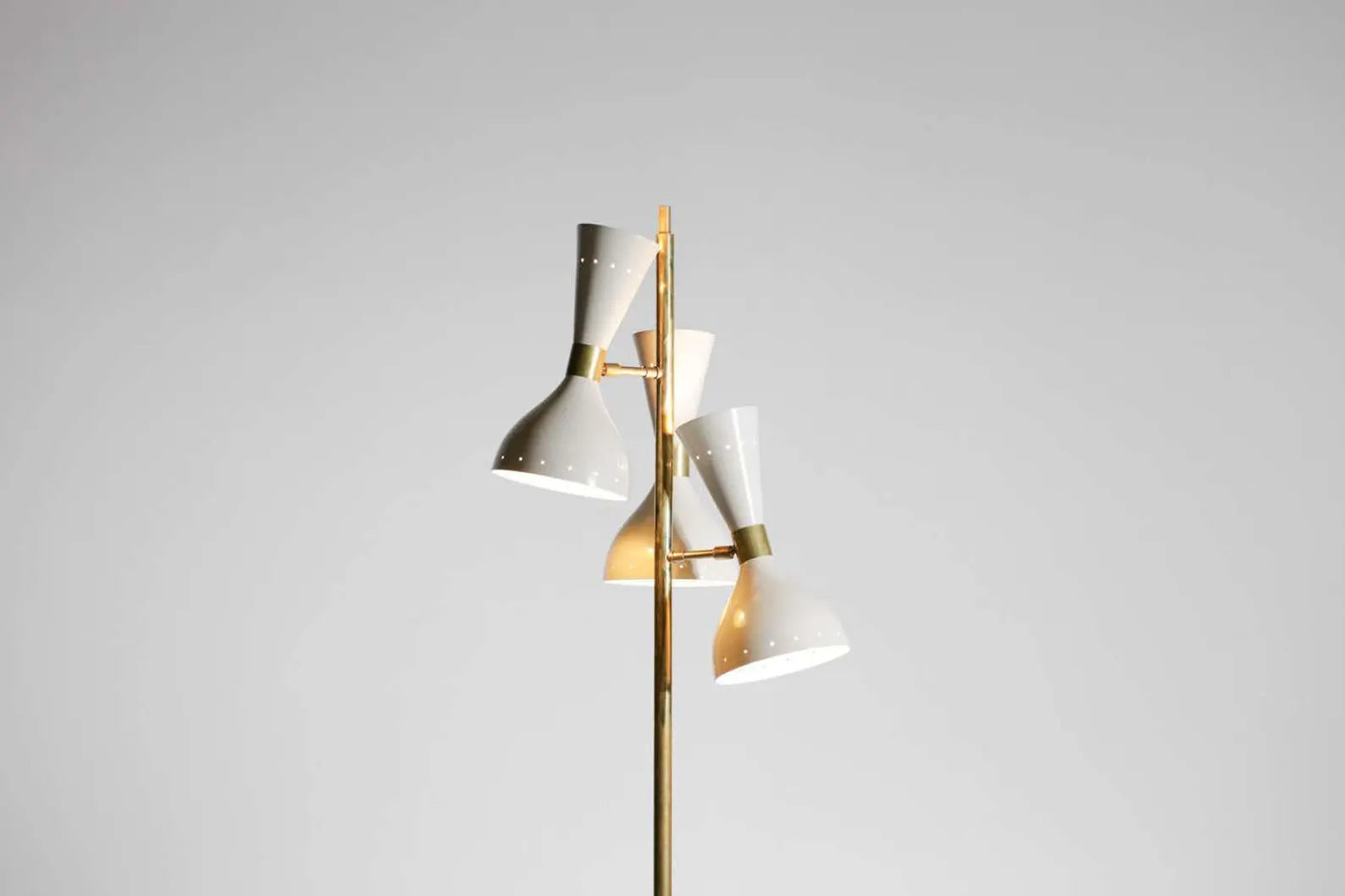 Mid Century Floor Lamp Brass Adjustable 3 Light Standing Lamp Lighting for Living Room Reading Light