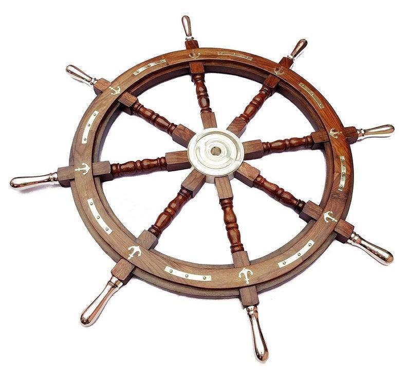 24" Ship Wheel Pirate Rustic Captain Wall Home Décor.