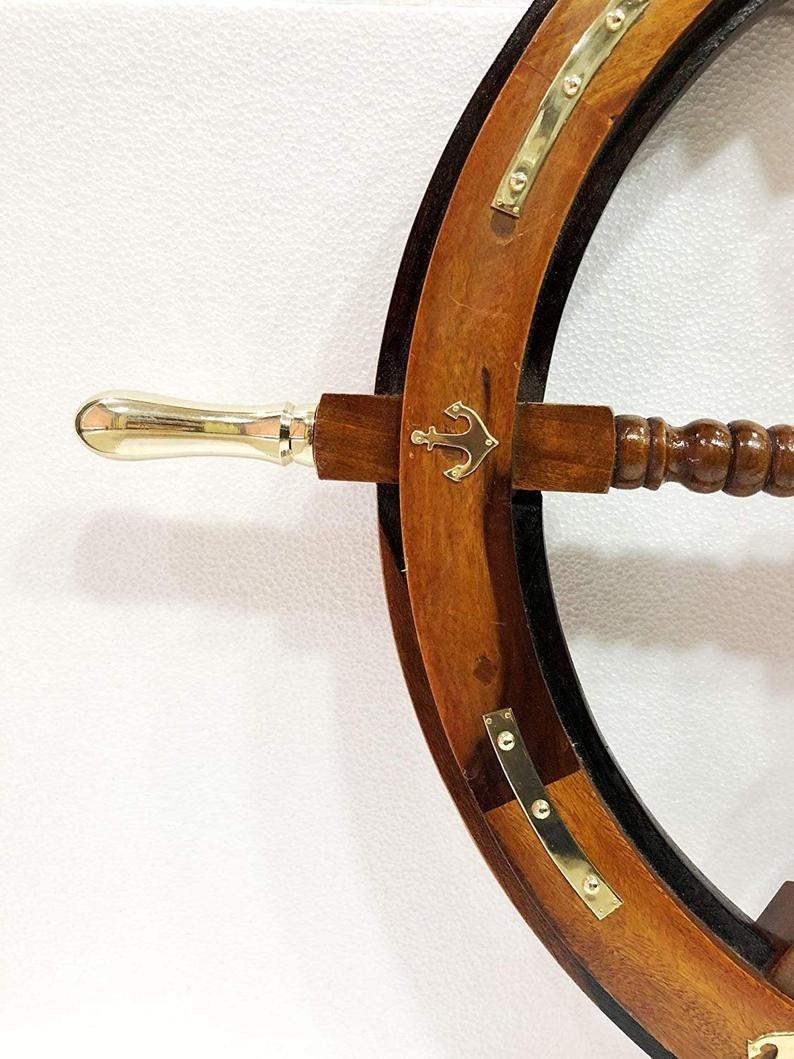 24" Ship Wheel Pirate Rustic Captain Wall Home Décor.