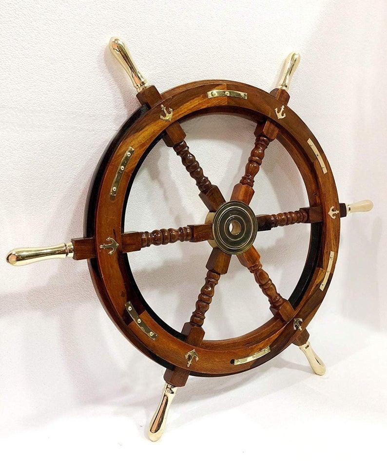 24" Ship Wheel Pirate Rustic Captain Wall Home Décor.