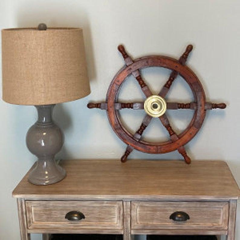 18'' Handmade Pirate Ship's Wheel Steering Brass - collectiblegiftitems