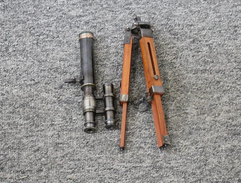 Double Barrel Antique Brass Telescope With Tripod Stand BT012 - collectiblegiftitems