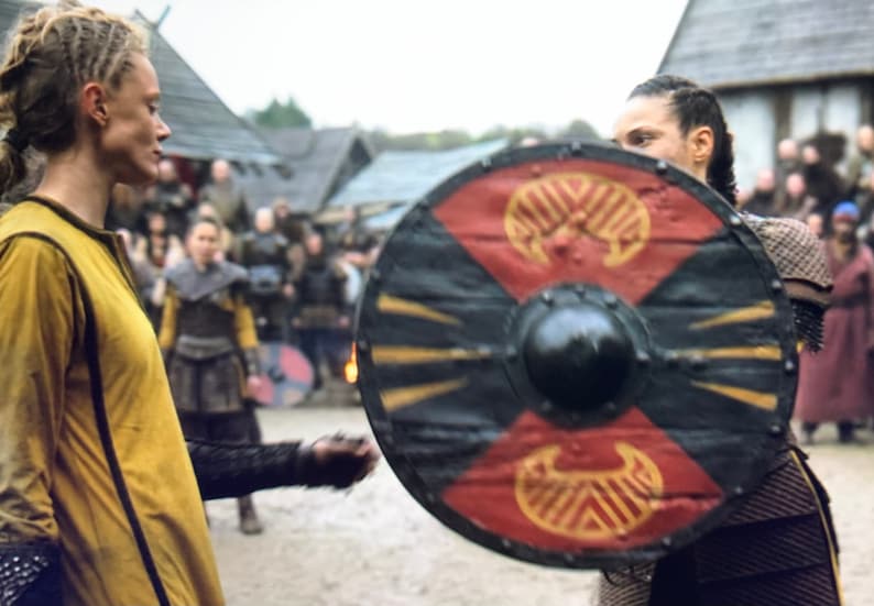Authentic Viking Shield 24 inches with Battleworn Finish, Handcrafted Wood & Steel Boss