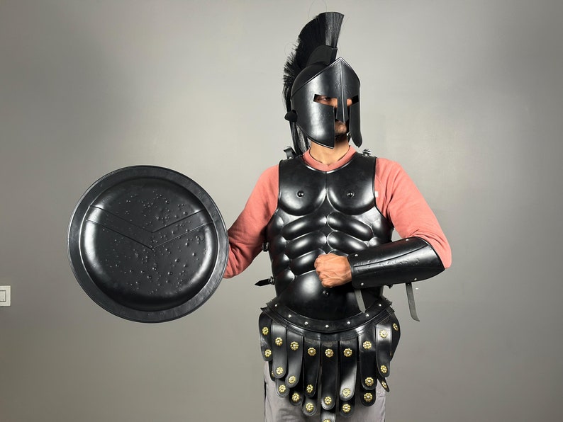 King Leonidas Armor Suit – Leonidas in 300 Movie Spartan Black Costume | Medieval Knight Blackened Armor Set