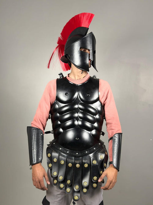 King Leonidas Armor Suit – Leonidas in 300 Movie Spartan Black Costume | Medieval Knight Blackened Armor Set