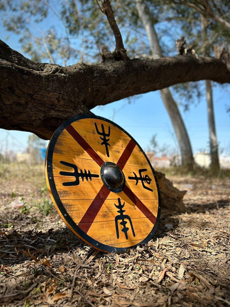 Medieval King Finehair Viking Battle Shield | Handmade Wood Wall Art