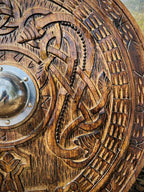 Handmade Carving Shield with Celtic Cross | Viking Wall Decor, Gift