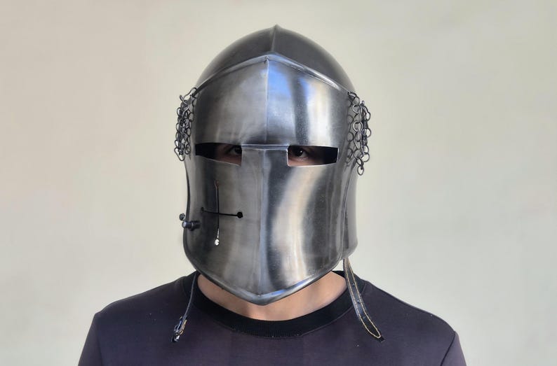 Medieval Barbuta Helmet Visor Opening Italian Soldier Armor for LARP