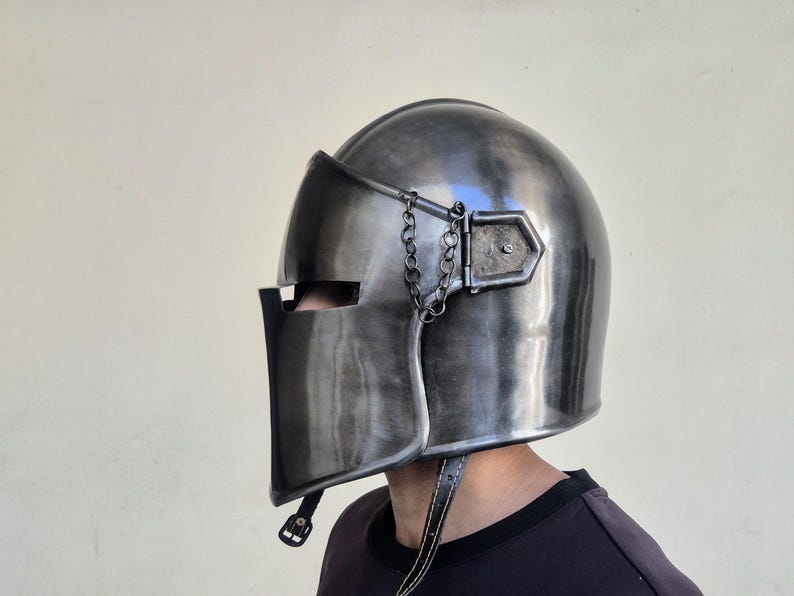 Medieval Barbuta Helmet Visor Opening Italian Soldier Armor for LARP