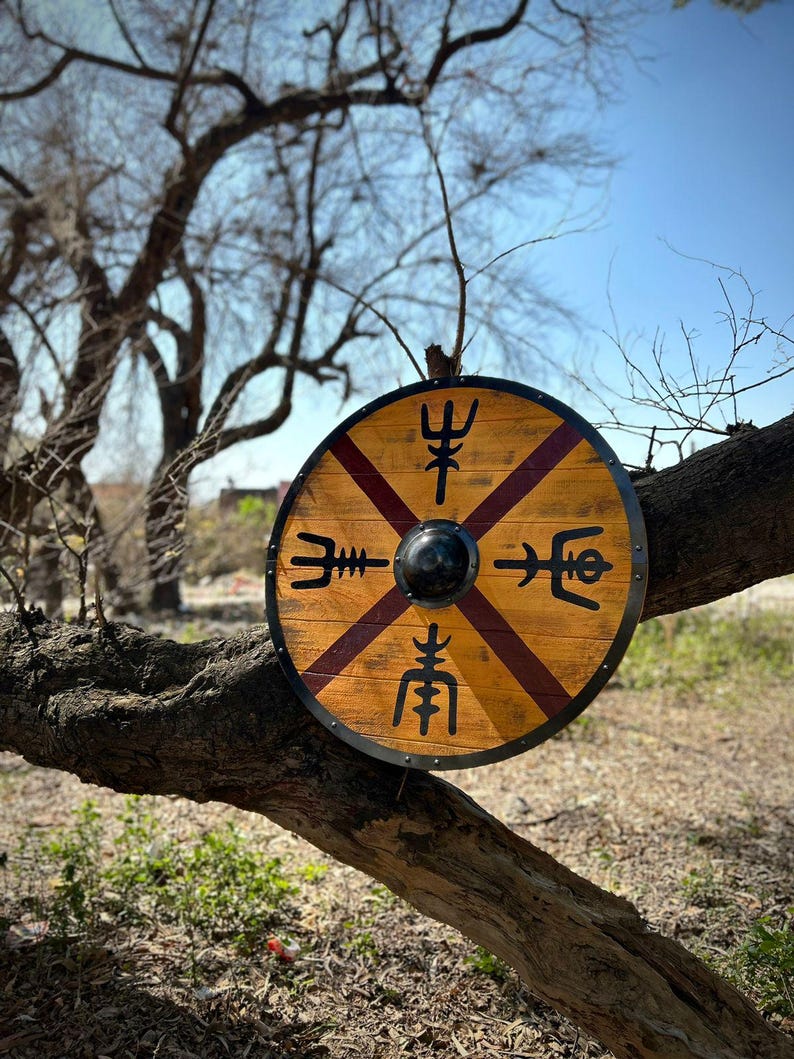 Medieval King Finehair Viking Battle Shield | Handmade Wood Wall Art