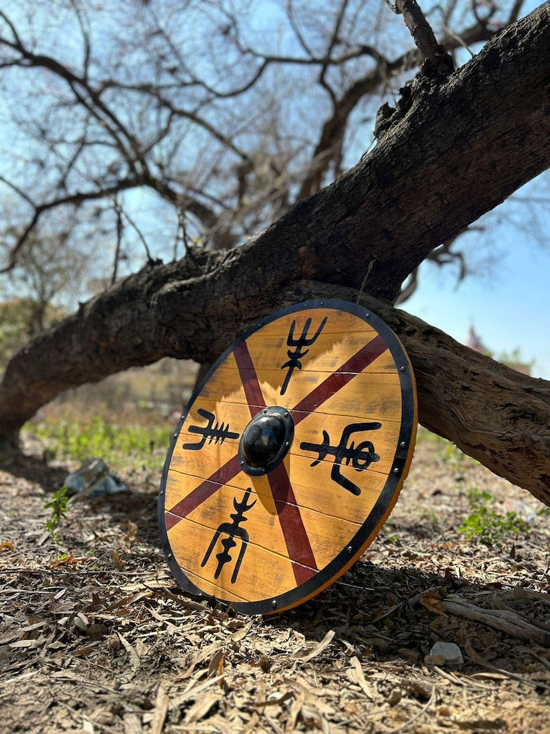 Medieval King Finehair Viking Battle Shield | Handmade Wood Wall Art