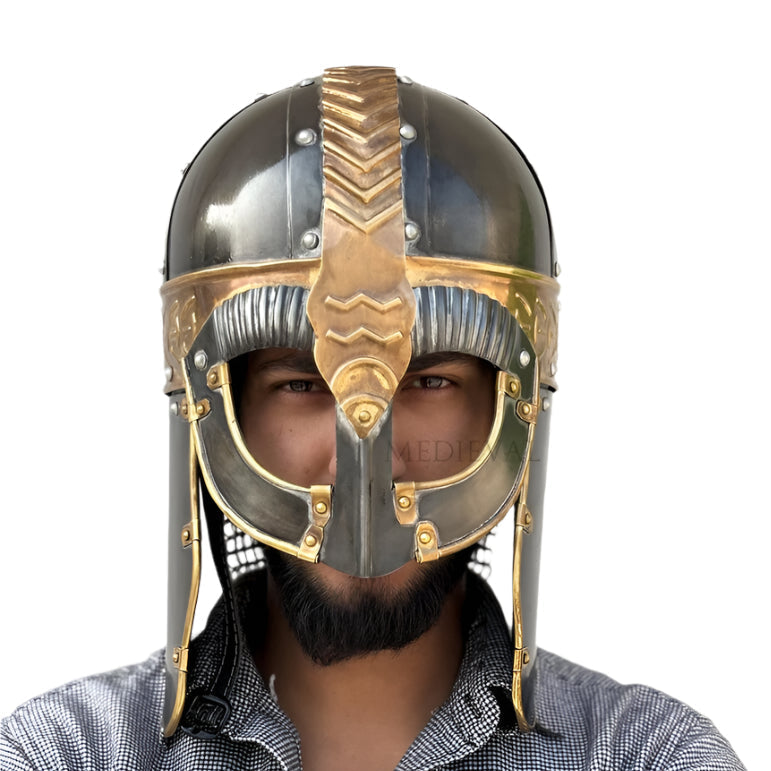 Medieval Vikings Helmet with Chainmail Back