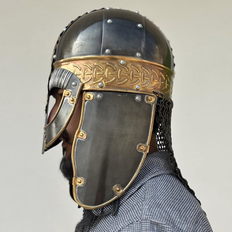 Medieval Vikings Helmet with Chainmail Back