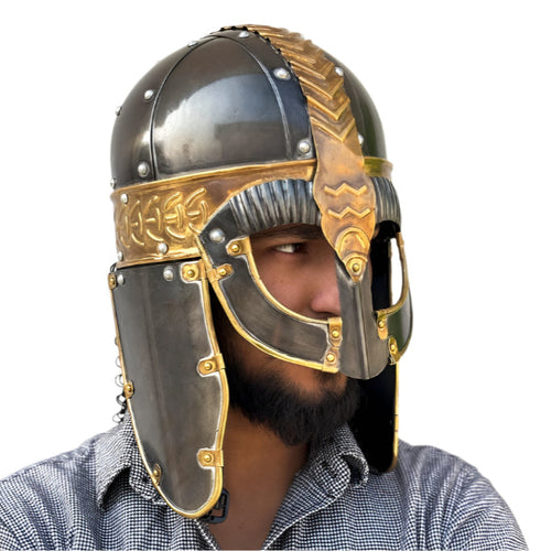 Medieval Vikings Helmet with Chainmail Back