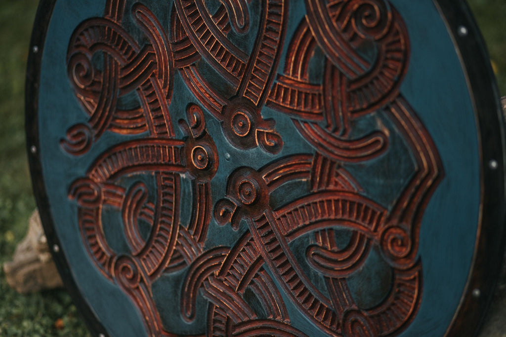 Carved Jelling Beast Viking Shield, 24"