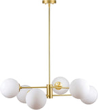 6 Glass Globe Light Gold Modern Sputnik Brass Chandelier