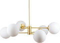 6 Glass Globe Light Gold Modern Sputnik Brass Chandelier