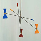 Three Arm Italian Adjustable Triennale Style Chandelier