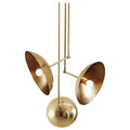 Gold pendant light fixture on a white background