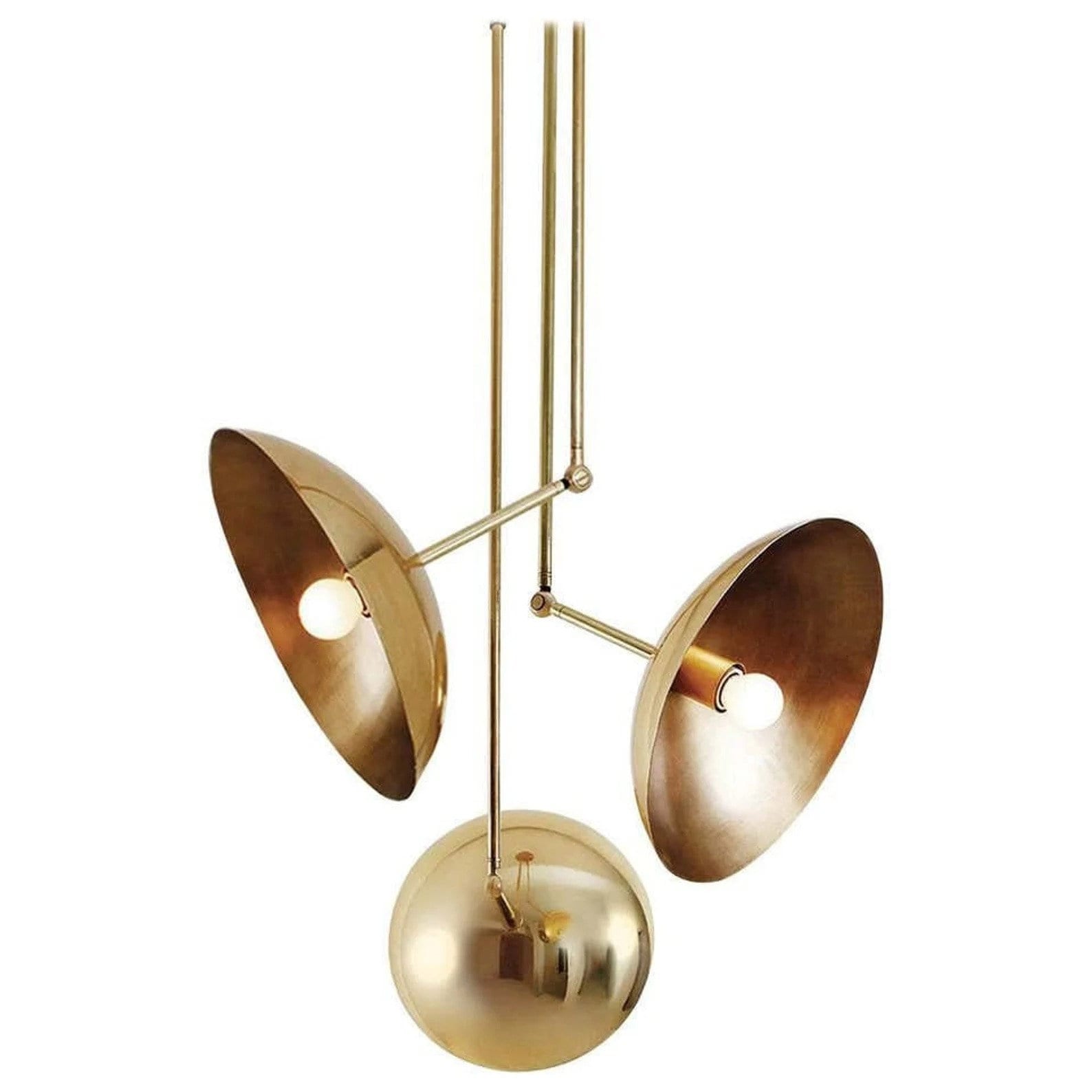 Gold pendant light fixture on a white background