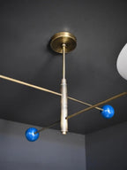 2 Light Mid Century Brass Sputnik Chandelier