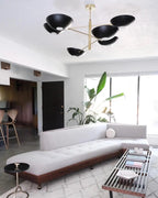 6 Lights Modern Mid Century Style Brass Sputnik Chandelier
