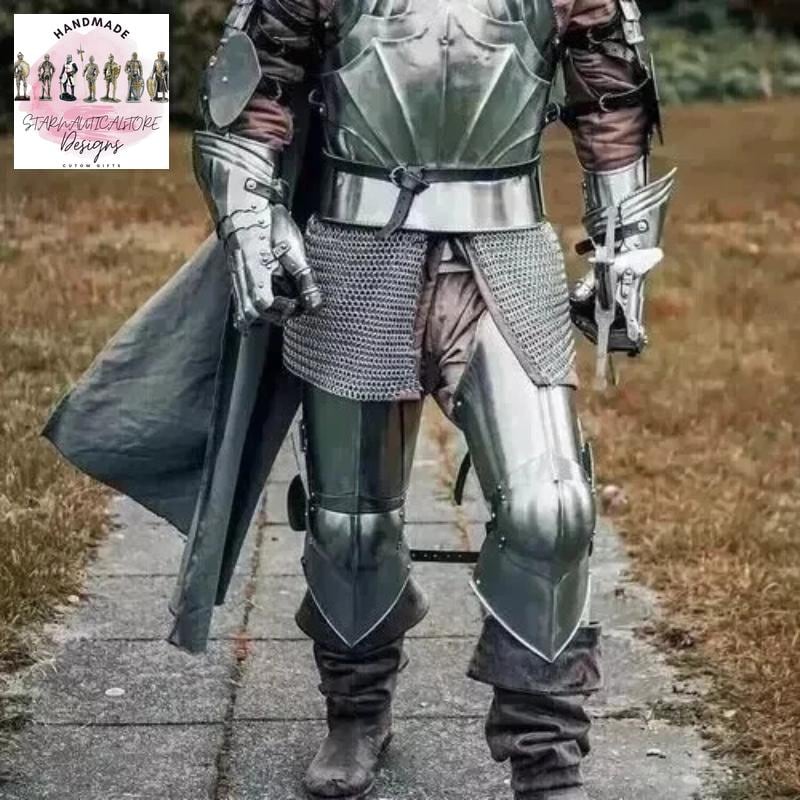 Medieval Knight Suit German Gothic Plate Style Armor Halloween Costume Armor Authentic Knight Suit of Combat And Fantasy Roleplay | LARP