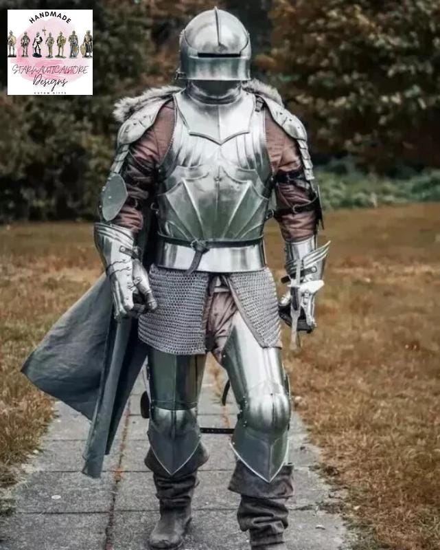 Medieval Knight Suit German Gothic Plate Style Armor Halloween Costume Armor Authentic Knight Suit of Combat And Fantasy Roleplay | LARP