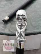 Skull Head Handle Antique Victorian Wooden Walking Stick Vintage Cane Gift Silver | Aluminum Handle Vintage Nautical Style Wooden stick