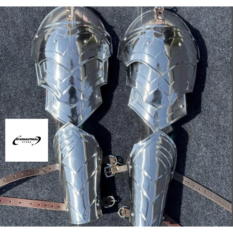 Medieval Knight Pauldrons & Bracers Armor Set – Wearable Steel LARP Cosplay Costume