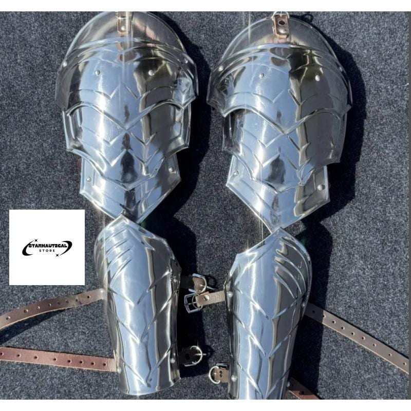Medieval Knight Pauldrons & Bracers Armor Set – Wearable Steel LARP Cosplay Costume