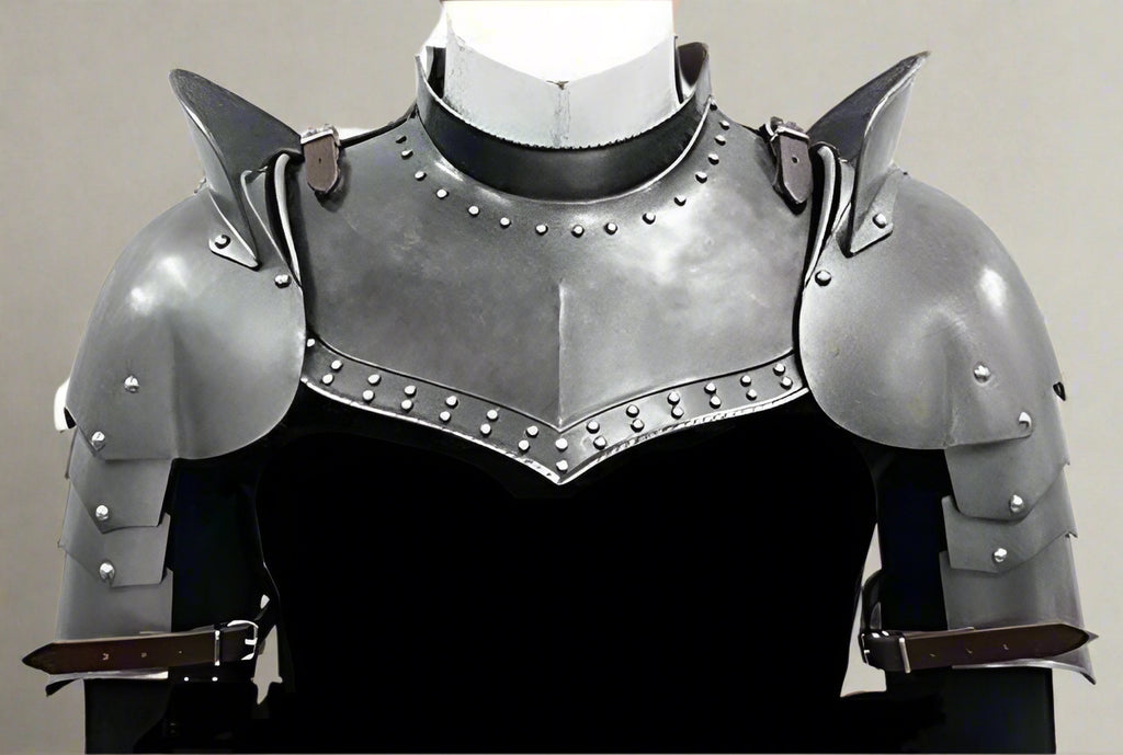 Medieval Pauldrons with Gorget – Knight Shoulder Armor for LARP, Reenactment & Cosplay