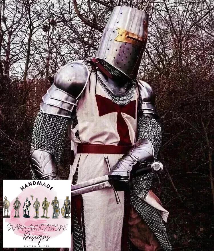 Medieval Templar Knight Full Body Set Armour Cosplay Halloween Sword Armor Suit