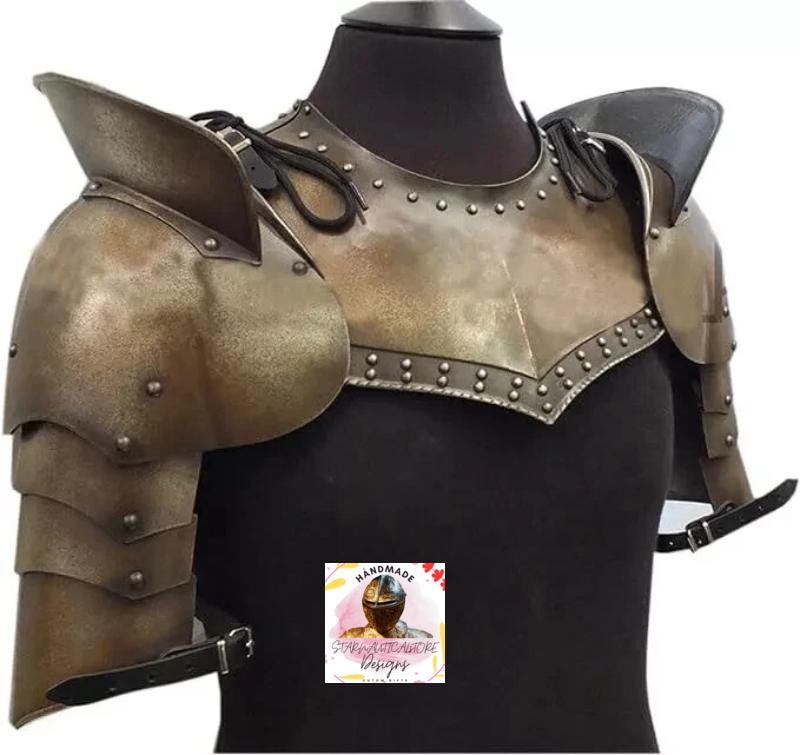 Medieval Pauldrons with Gorget – Knight Shoulder Armor for LARP, Reenactment & Cosplay
