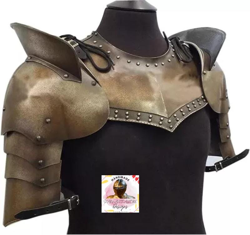 Medieval Pauldrons with Gorget – Knight Shoulder Armor for LARP, Reenactment & Cosplay