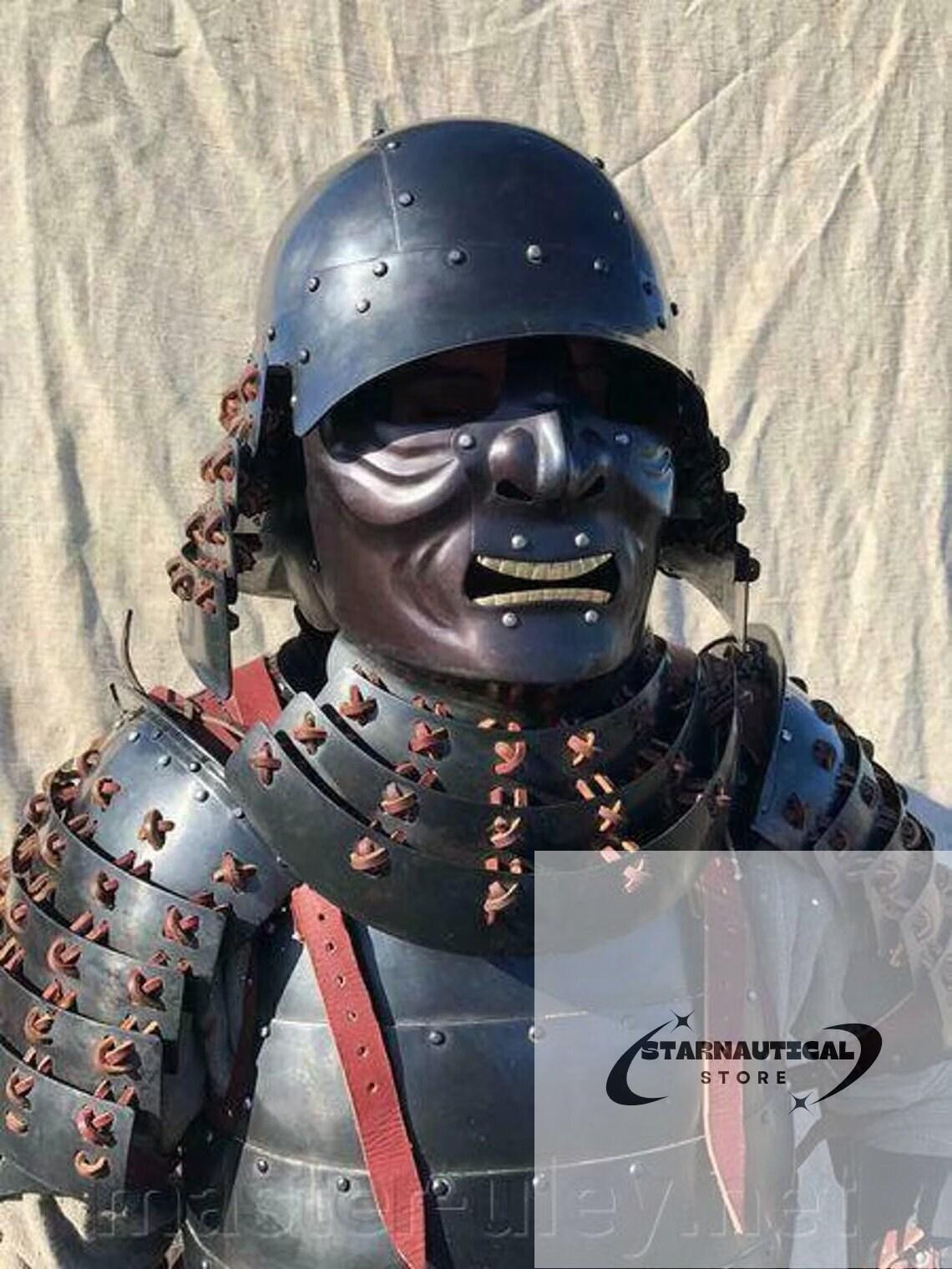 Japanese Old Vintage Samurai Kabuto Helmet dragon helmet with a mask-Â GenjiÂ Tsushima Medieval Costume Knight Suit | Halloween Party Costume