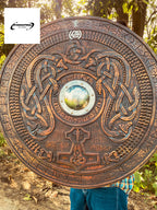 Viking Shield, Viking Wall Décor, Wood Wall Art, Handmade Home Décor, Wall Hangings | Medieval Warrior Round Engraved Shield, Handmade Gift