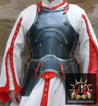 Black Suit Of Armor Combat Half Body Armor Wearable Knight Costume Steel Suit for Medieval Warriors Reenactment Fantasy Warrior LARP Armor
