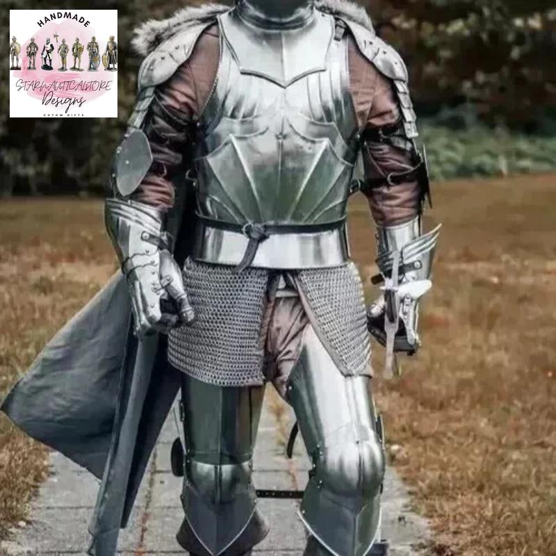Medieval Knight Suit German Gothic Plate Style Armor Halloween Costume Armor Authentic Knight Suit of Combat And Fantasy Roleplay | LARP