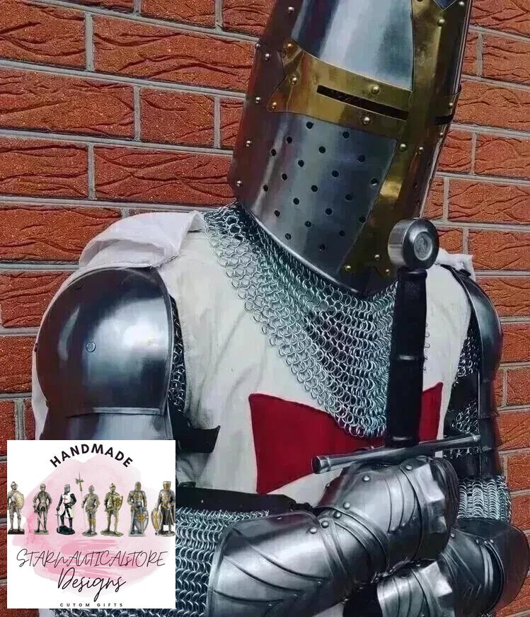 Medieval Templar Knight Full Body Set Armour Cosplay Halloween Sword Armor Suit
