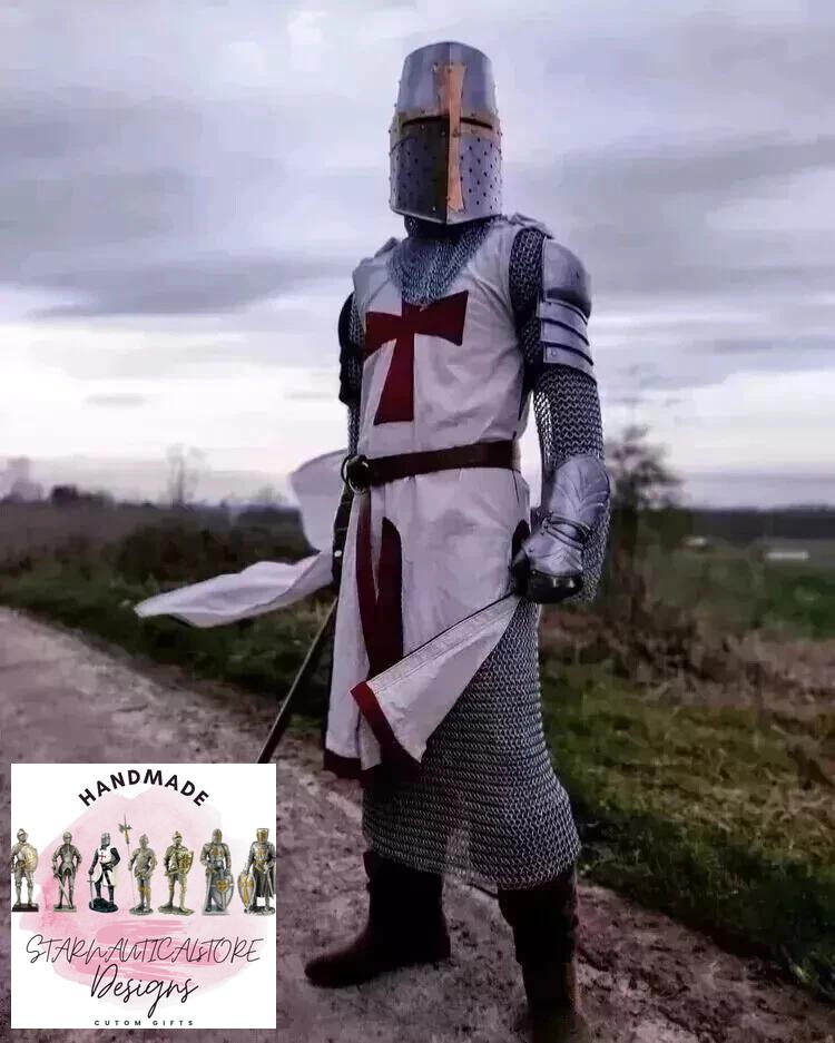 Medieval Templar Knight Full Body Set Armour Cosplay Halloween Sword Armor Suit