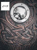 Viking Shield, Viking Wall Décor, Wood Wall Art, Handmade Home Décor, Wall Hangings | Medieval Warrior Round Engraved Shield, Handmade Gift