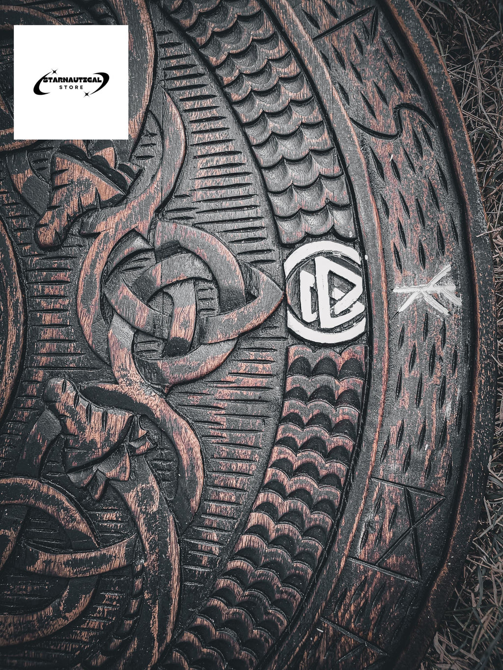 Viking Shield, Viking Wall Décor, Wood Wall Art, Handmade Home Décor, Wall Hangings | Medieval Warrior Round Engraved Shield, Handmade Gift