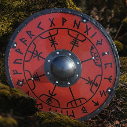 Glattes Wikingerschild mit Vegvisir-Runen, 24"