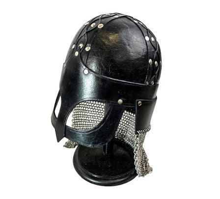 Gjermundbu Leather Helmet - Viking Helmet - Black - collectiblegiftitems