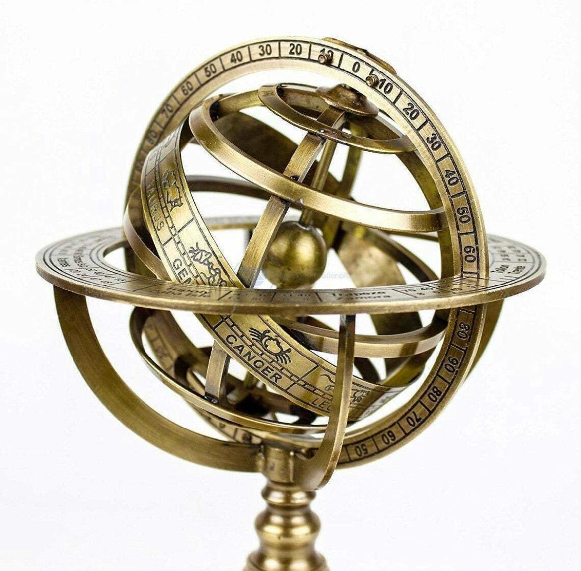 Astrolabe Brass Antique Finish Armillary Sphere - collectiblegiftitems