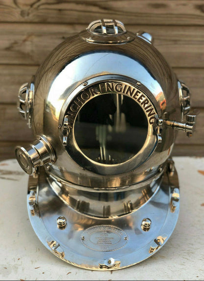 Beautiful Silver Anchor Diving / Divers Helmet. - collectiblegiftitems