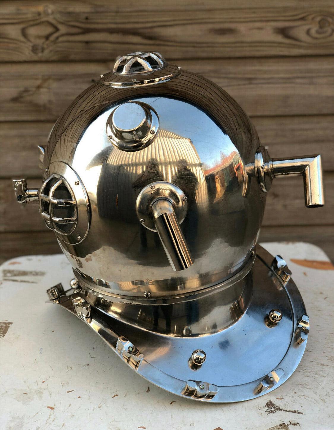 Beautiful Silver Anchor Diving / Divers Helmet. - collectiblegiftitems