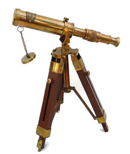 Brass Telescope with Wooden Tripod Stand BT08 - collectiblegiftitems